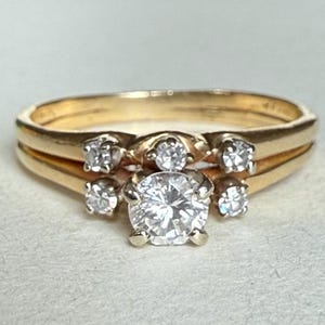 Vintage 14K Friedlander Diamond Bridal Set Ring, 2.46grams, Size 6.5 US, signed