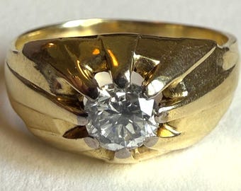 Vintage 14K Yellow Gold Diamond Ring, 5.74grams, Size 8
