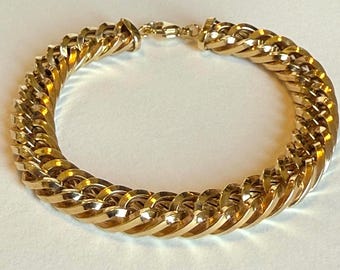 Vintage MILOR 14K Gold Puffy Link Bracelet, Italian Woven Statement Bracelet, 10g, 7.25"