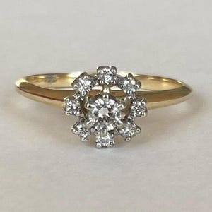 14K Natural Diamond Halo Ring, Size 6, 2.25 grams, Perfect Promise or Engagement Ring