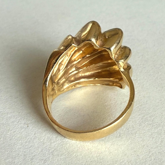 Vintage Solid 14K Shell Design Ring, 8.9grams, Si… - image 5