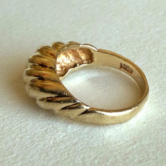Solid 14K Solid Ribbed Wavy Gold Pinky Ring, 2.83… - image 9