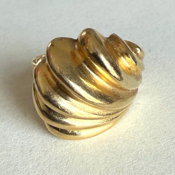 Vintage Solid 14K Shell Design Ring, 8.9grams, Si… - image 8