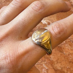 Vintage 14K Gold Diamond Signet Ring, Heavy 9.54g Vintage Diamond Ring, Size 10.5 image 14
