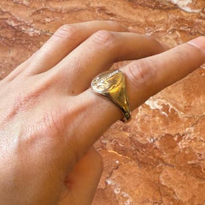Vintage 14K Gold Diamond Signet Ring, Heavy 9.54g Vintage Diamond Ring, Size 10.5 image 13