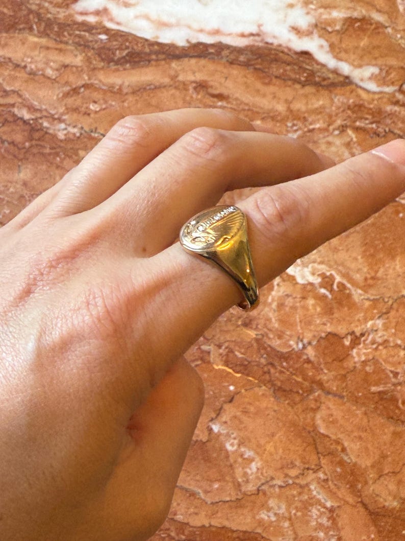 Vintage 14K Gold Diamond Signet Ring, Heavy 9.54g Vintage Diamond Ring, Size 10.5 image 13