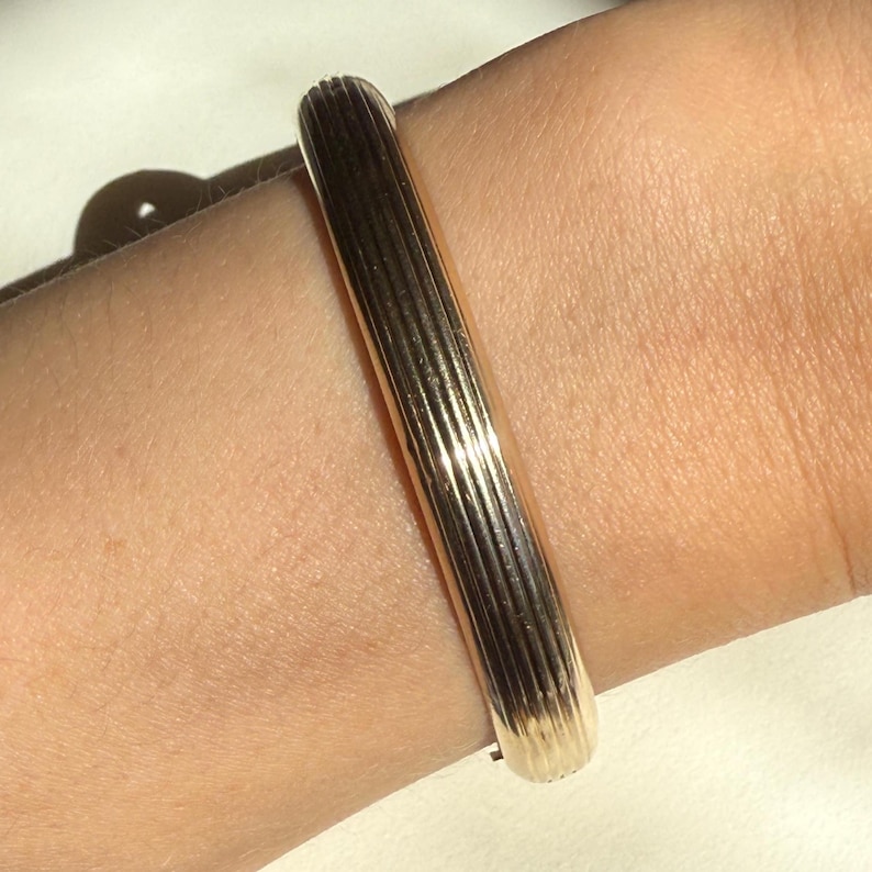 Vintage 14K Gold Ribbed Bangle Bracelet - Solid Yellow Gold - Etsy
