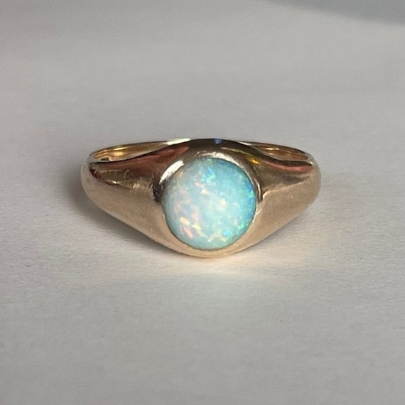 Antique B. Bryant & Co. 10K Gold Round Opal Solita