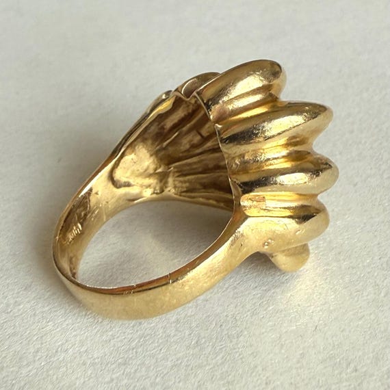 Vintage Solid 14K Shell Design Ring, 8.9grams, Si… - image 6
