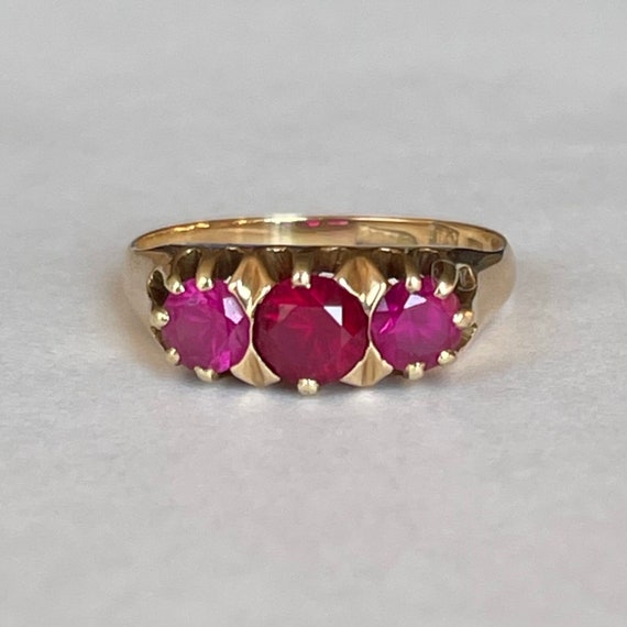 Vintage Scandinavian 18K Pink Stone Ring, Size 5.5, 3.27