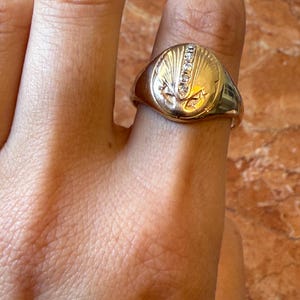 Vintage 14K Gold Diamond Signet Ring, Heavy 9.54g Vintage Diamond Ring, Size 10.5 image 12