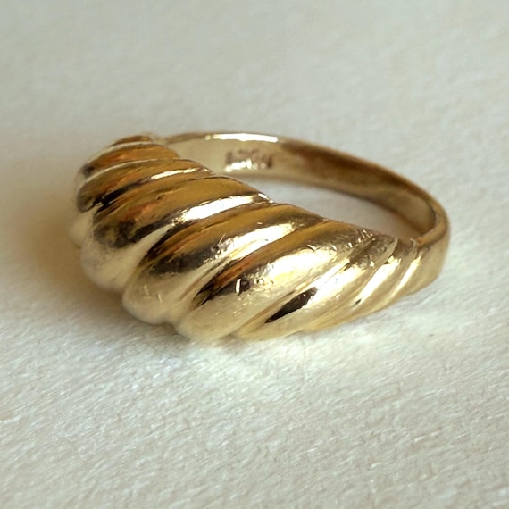 Solid 14K Solid Ribbed Wavy Gold Pinky Ring, 2.83… - image 5