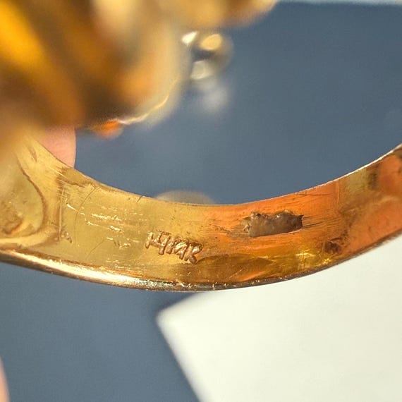 Vintage Solid 14K Shell Design Ring, 8.9grams, Si… - image 9