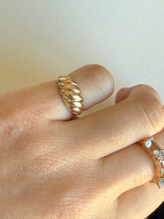Solid 14K Solid Ribbed Wavy Gold Pinky Ring, 2.83… - image 6
