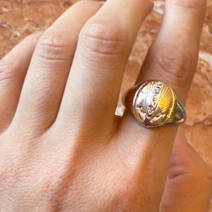 Vintage 14K Gold Diamond Signet Ring, Heavy 9.54g Vintage Diamond Ring, Size 10.5 image 3