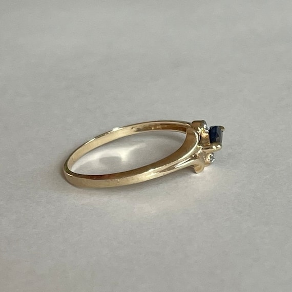 Delicate 10K Gold Marquise Cut Blue Sapphire Ring… - image 7