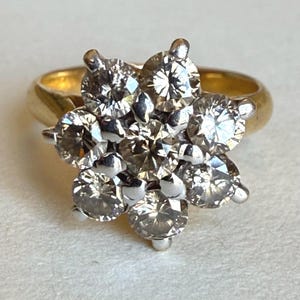 Antique 20K Gray Diamond Daisy Ring, 4.91grams, Size 4.5 US