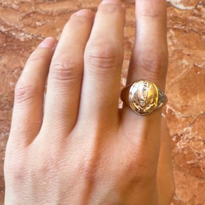 Vintage 14K Gold Diamond Signet Ring, Heavy 9.54g Vintage Diamond Ring, Size 10.5 image 2