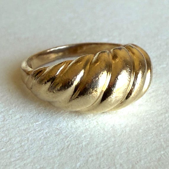 Solid 14K Solid Ribbed Wavy Gold Pinky Ring, 2.83… - image 2
