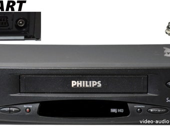 VHS Videorecorder von Philips, schwarz, mit Ersatz-Fernbedienung, voll funktionsfähig für Digitalisierung