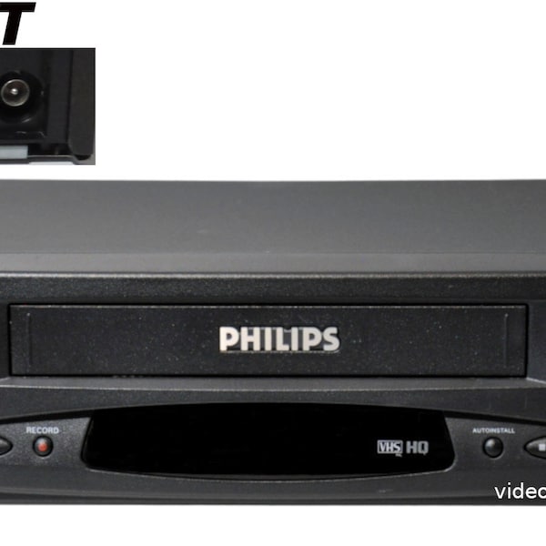 VHS Videorecorder von Philips, schwarz, mit Ersatz-Fernbedienung, voll funktionsfähig für Digitalisierung