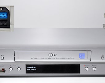 Originele VHS videorecorder LG HiFi 6 kop met vervangende afstandsbediening + TV menu + 2xSCART aansluiting / refurbished volledig functioneel