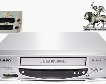 kleine handzame HiFi VHS-videorecorder van Orion, zilver, met reserve-afstandsbediening, volledig functioneel voor digitalisering