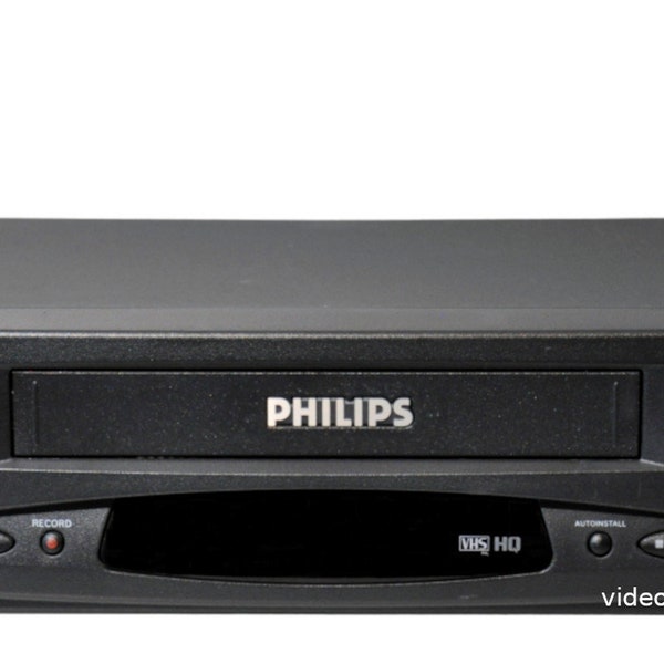 VHS Videorecorder von Philips, schwarz, mit Ersatz-Fernbedienung, voll funktionsfähig für Digitalisierung