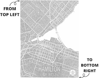 Hamilton Ontario One Line Map Print, Ontario Map, Ontario Art, Modern Map, Gift Map, Canada Map Art, Black and White, One Line Art Drawing