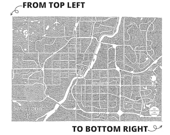 Saskatoon One Line Map Print, Saskatoon Poster, Modern Map, Gift Map, Canada Map Art, Black and White, One Line Art Drawing