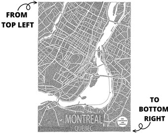 Montreal One Line Map Print, Montreal Poster, Montreal Art, Modern Map, Gift Map, Canada Map Art, Black and White, One Line Art Drawing