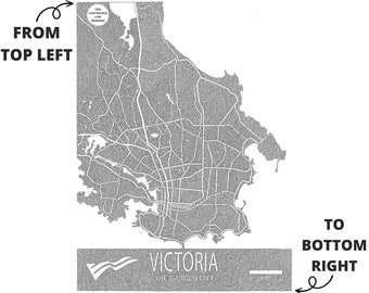 Victoria One Line Map Print, British Columbia Map, Victoria Art, Modern Map, Canada Map Art, Black and White, One Line Art Drawing