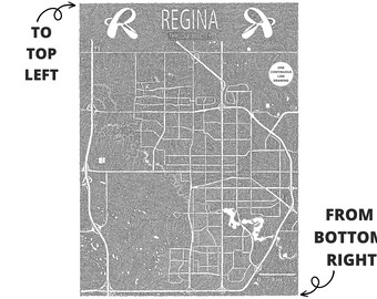 Regina One Line Map Print, Saskatchewan Map, Regina Art, Modern Map, Canada Map Art, Black and White, One Line Art Drawing
