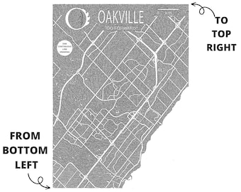 Oakville One Line Map Print, Ontario Map, Ontario Art, Modern Map, Canada Map Art, Black and White, One Line Art Drawing