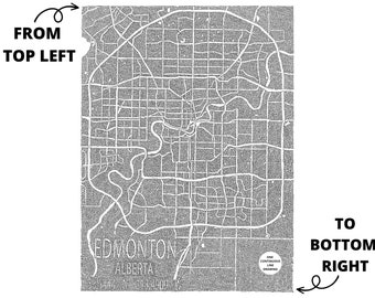 Edmonton One Line Map Print, Edmonton Poster, Edmonton Art, Modern Map, Gift Map, Canada Map Art, Black and White, One Line Art Drawing