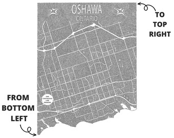 Oshawa Ontario One Line Map Print, Ontario Map, Ontario Art, Modern Map, Gift Map, Canada Map Art, Black and White, One Line Art Drawing