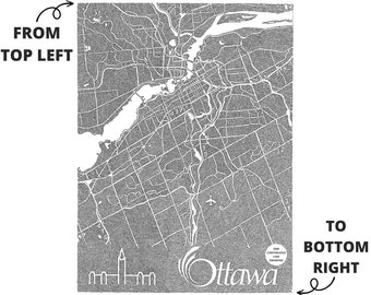 Ottawa Ontario One Line Map Print, Ontario Map, Ontario Art, Modern Map, Gift Map, Canada Map Art, Black and White, One Line Art Drawing