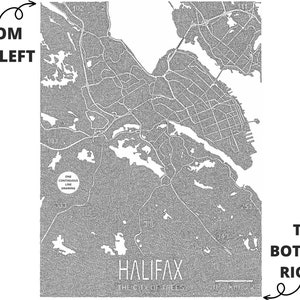 Impression de carte Halifax une ligne, carte de la Nouvelle-Écosse, Halifax Art, carte moderne, art de la carte du Canada, noir et blanc, dessin d'art une ligne