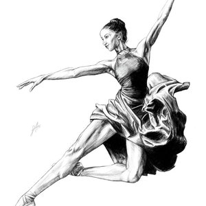 Rysunek postaci baletnicy Jete, limitowana edycja, wydruk giclee oryginalnego dzieła autorstwa Sophie Hall