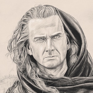 Crowley (2023) pencil and chalk drawing demon Good Omens fan art limited edition giclee print