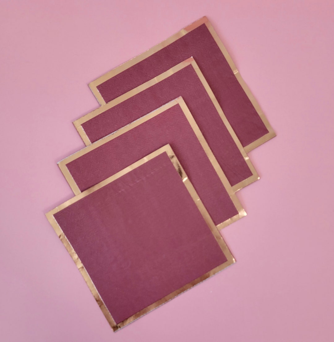 Maroon Cocktail Napkins Rose Gold Cocktail Napkins Etsy