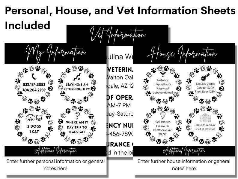 Pet Care Instructions Template Pet Sitter Notes Pet Sitter Pet Care Instructions Template Pet Sitter Notes Pet Sitter