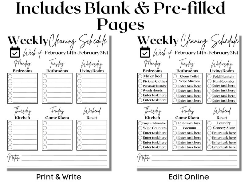 Cleaning Schedule Printable, Digital Cleaning Tracker Schedule