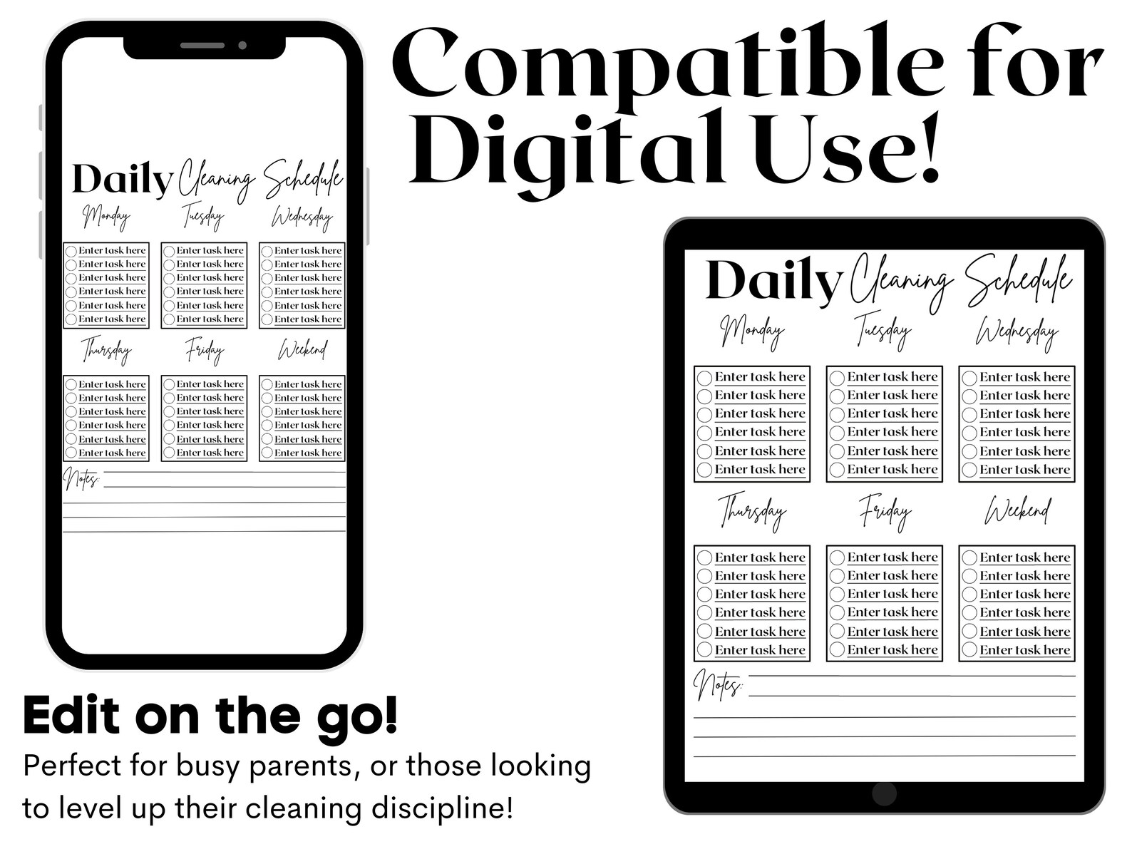 Cleaning Schedule Printable, Digital Cleaning Tracker Schedule