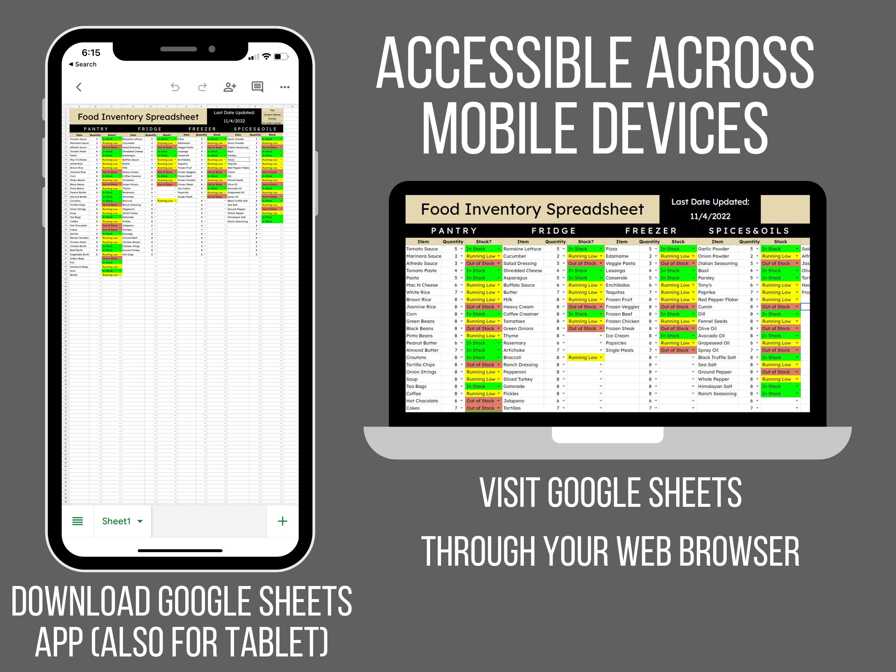 Food Inventory List Pantry Inventory Template Pantry Etsy