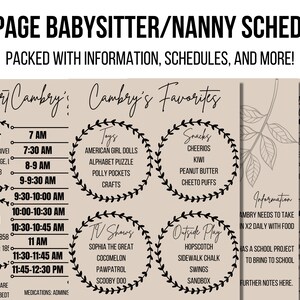 Guida modificabile alla routine per neonati e bambini piccoli, modello Canva per orari per neonati e bambini piccoli, guida informativa per babysitter e modello per orari