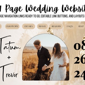 Wedding Website Custom Template, Canva Website Template, Website Template Digital Download Canva, Custom Website Template and Design