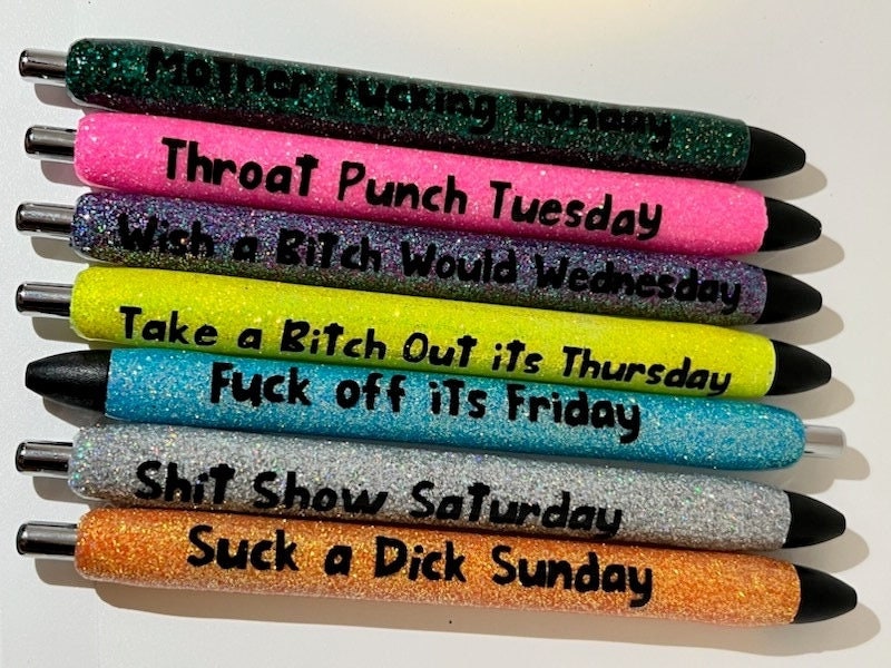 Naughty Word Day of the Week Pens - 7 Pack – Lucky Catch Boutique
