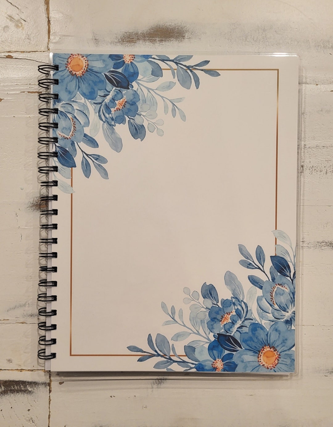 Pretty Blue Notebook White With Elegant Blue Flowers Handmade Notebook - Etsy