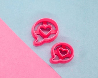 Love message bubble conversation heart emboss stamp polymer clay cutter | valentine's | SKU #C101